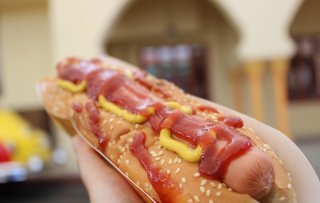 Hotdogs en hondenvlees