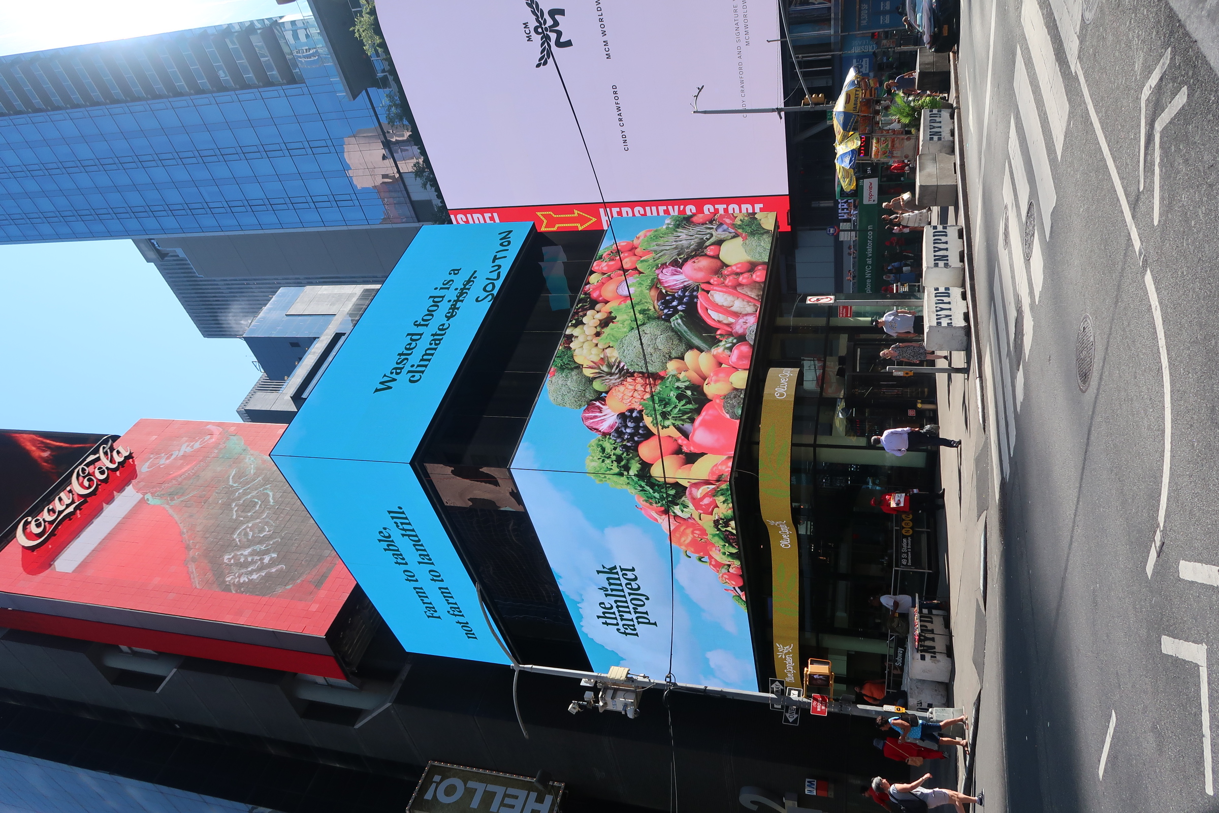 During New York City Climate Week the Farmlink Project got up a gigantic billboard in the middle of Times Square